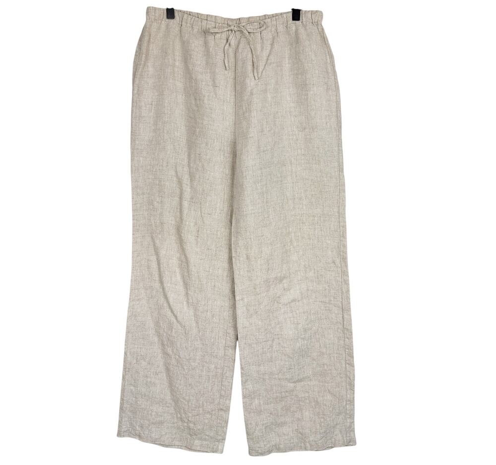 Reformation Olina Linen Pants Oatmeal Wide Leg High Rise Beige - L